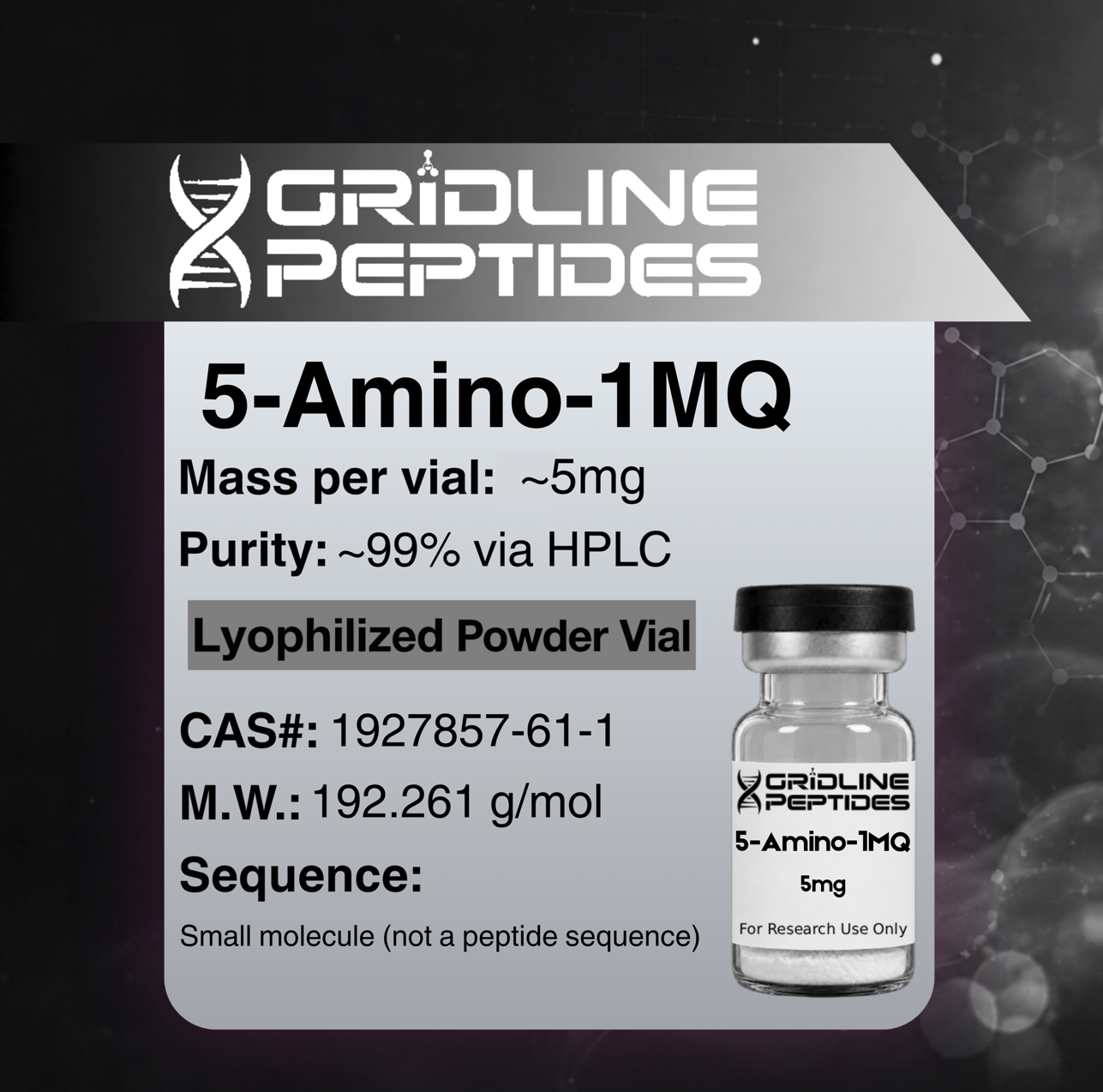 5-AMINO-1-MQ - 5mg - Gridline Peptides