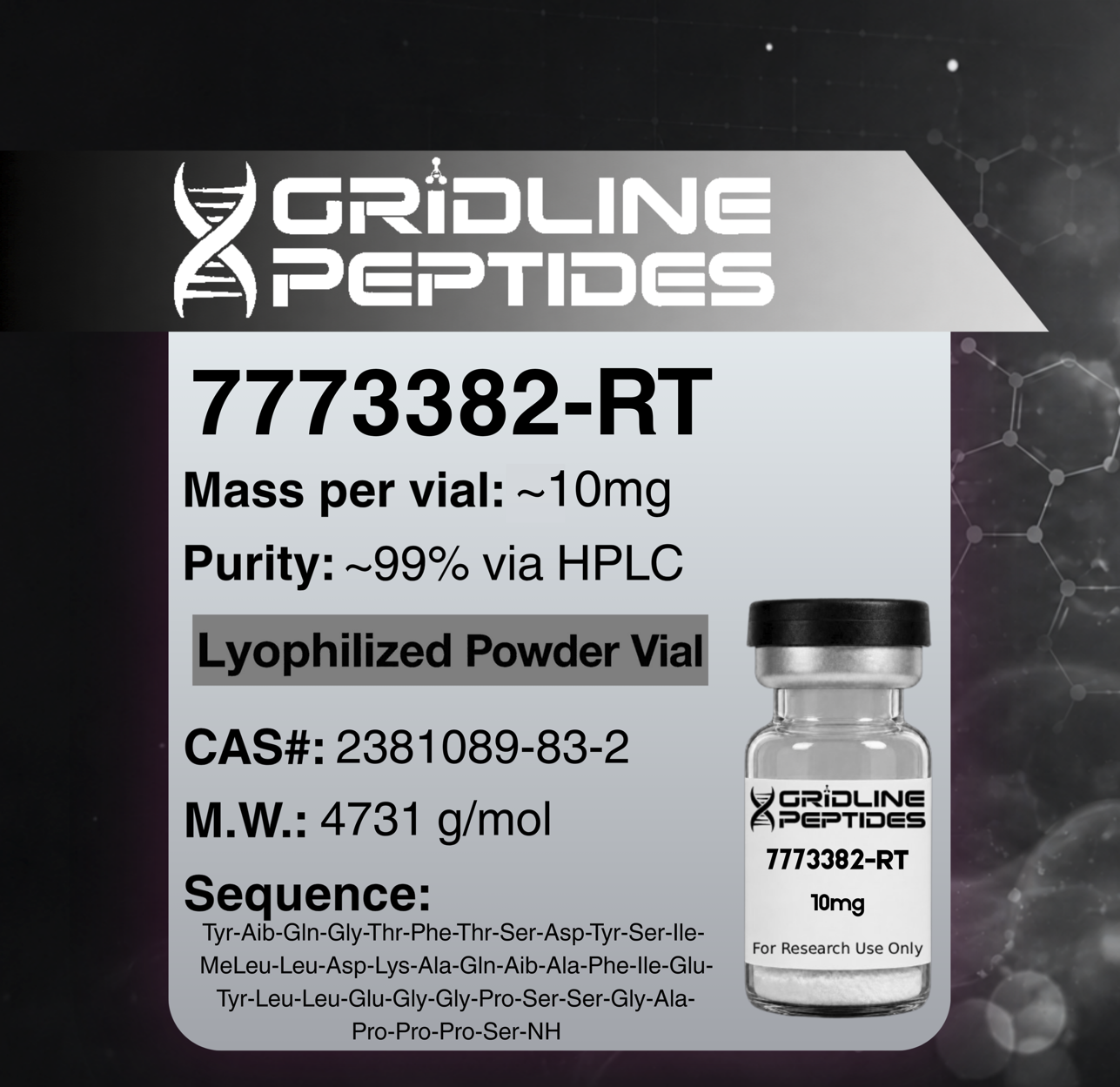 7773382-RΤ - 10mg - 15mg - 20mg - Gridline Peptides