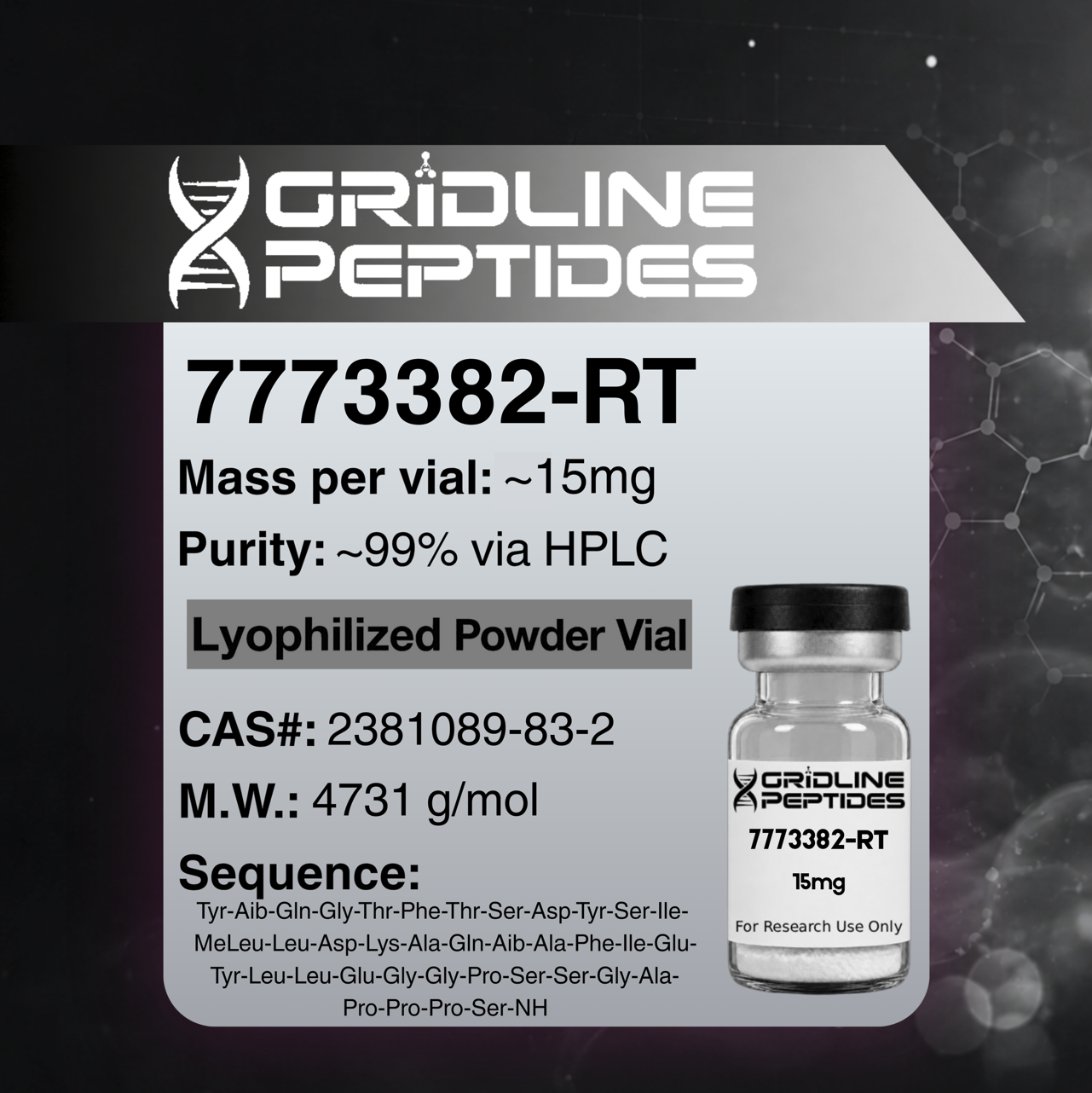 7773382-RΤ - 10mg - 15mg - 20mg - Gridline Peptides