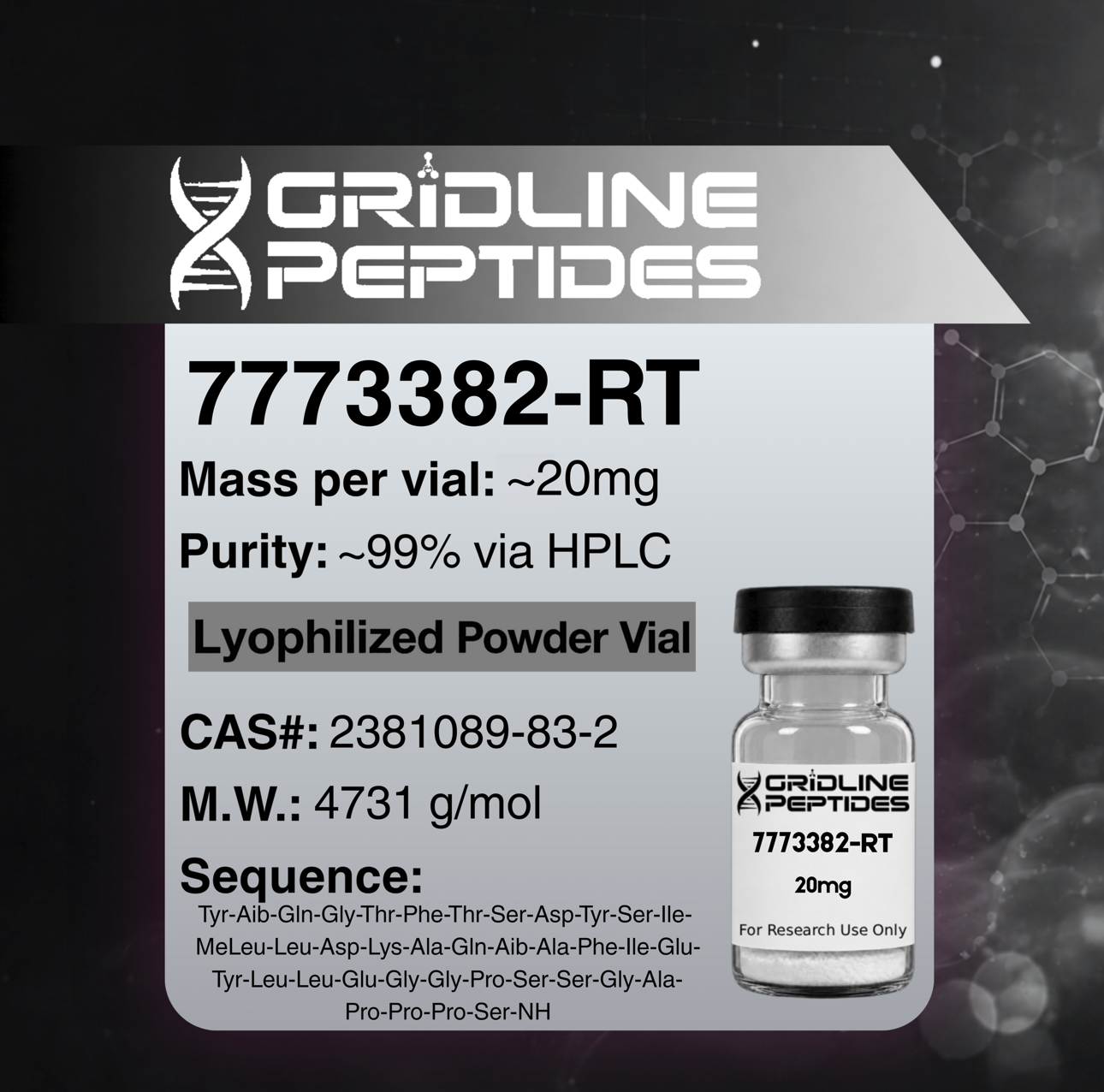 7773382-RΤ - 10mg - 15mg - 20mg - Gridline Peptides